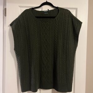 Ralph Lauren Olive Cable Cashmere Blend Knit Sweater